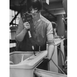  Woman Working in a Washing Machine Factory Photographic 