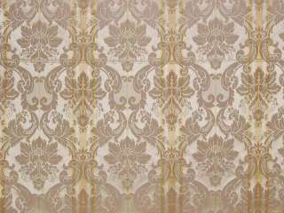 Gold Taupe Damask Stripe Drapery Upholstery Fabric  
