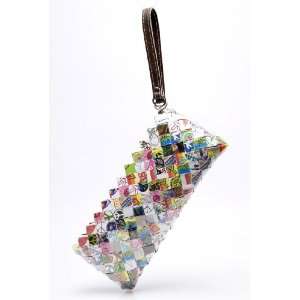   Peace & Love Candy Wrapper Wristlet Clutch Bag Purse 
