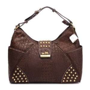 Coach Shoulder Bag Purse  BROWN with Metal Circle NEW With 