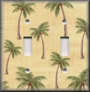 Double Switch Plate Cover   Tropical Palm Trees 04  