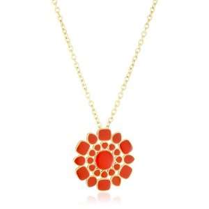    Isharya Medium Icon Enamel Coral Rose Pendant Necklace Jewelry