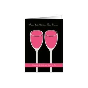  Couple Wine Bridal Shower Invitation    Rose Wine Card 