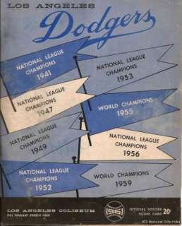 Dodgers Score Card 1961 Signed by S F Giants Felipe Alou and Juan 