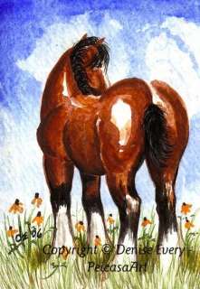ACEO PRINT Bay Clydesdale Heavy Harness Draft Horse Art  