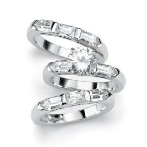   Piece DiamonUltra™ Cubic Zirconia Sterling Silver Wedding Ring Set