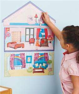   WALL DECALS REUSABLE APPLIQUES   DRESS UP, DOLLHOUSE, RACING  