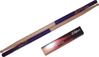 Zildjian Drum Sticks 7A Purple DIP Wood Drumsticks 3 PR  