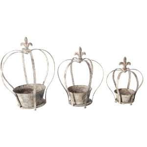  Esschert Design USA AM01 Aged Metal Crown Planter, Set of 