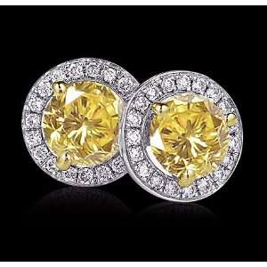   carats stud earrings yellow canary diamond studs new 