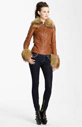 Rachel Zoe Gloria Leather Jacket with Faux Fur Collar $875.00