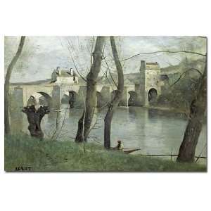  Jean Baptiste Camille Corot  The Bridge at Mantes  Canvas 