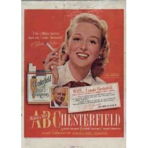  HOLM.  1948 Chesterfield Cigarettes Ad, A3108. See CELESTE HOLM 