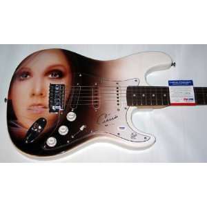 Celine Dion Autographed Signed Airbrush Guitar & Proof PSA DNA