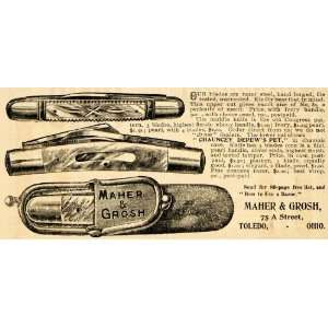  1895 Ad Maher & Grosh Chauncey Depew Pet Pocket Knife 