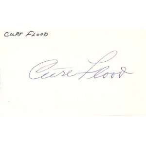 Curt Flood Autographed 3X5 Card (James Spence 