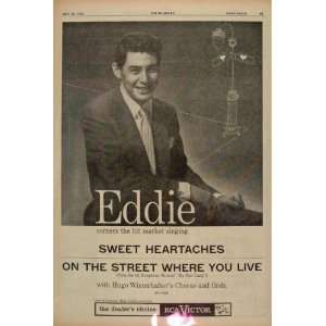  1956 Ad Eddie Fisher Singer Sweet Heartaches RCA Victor 