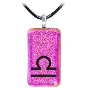 Holly Lynn Pink Libra Zodiac Dichroic Glass Necklace