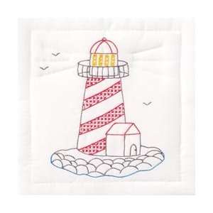 Jack Dempsey Stamped White Quilt Blocks 9X9 12/Pkg Lighthouse 733 