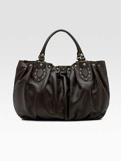   write a review top handled leather style is accented with stud details