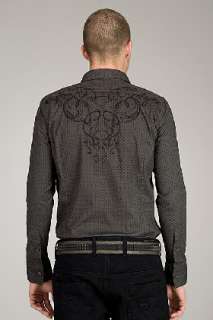 Diesel Susin Embroidered Charcoal Polka Dot Shirt for men  