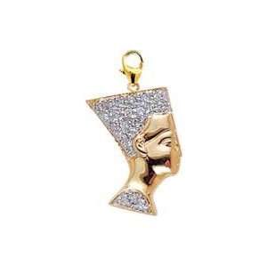  Nefertiti, 14K White Gold Diamond Charm Jewelry