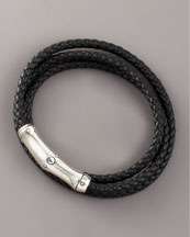 Y0MZM John Hardy Bamboo Wrapped Leather Bracelet, Black