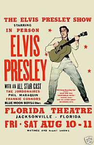 Elvis Presley at Florida Theatre Concert Poster 1957  