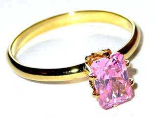Emerald Cut Pink Ice CZ SOLITAIRE RING  