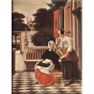   and Maid 23x30 Streched Canvas Art by Hooch, Pieter de