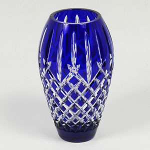 Waterford Cobalt Blue Cut Crystal Vase 9 Tall JOL 50th 2010 Jim O 