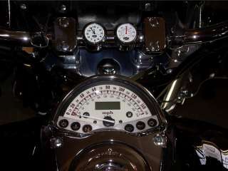 motorcycle handlebar clock and fahrenheit thermometer with white dials 