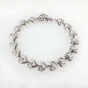 Sterling Silver Diamond Accent Heart Link Bracelet
