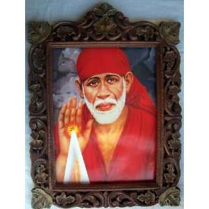  Lord Sai Baba giving blessings poster painting in Hand 