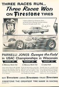 1965 Firestone USAC Race Tire Classic Advertisement Ad  