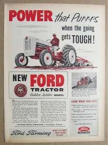 1953 FORD Golden Jubilee Model Tractor Ad POWER THAT PURRS WHEN THE 