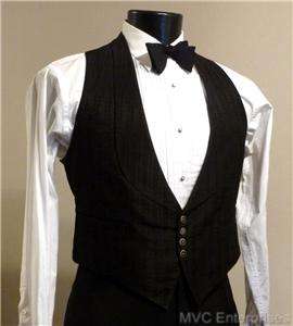 20s Black SILK Formal Waistcoat + MOP Vest Studs 40 41  