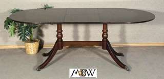 VINTAGE English MAHOGANY Pedestal 6.5Ft Oval DINING TABLE w/Butterfly 