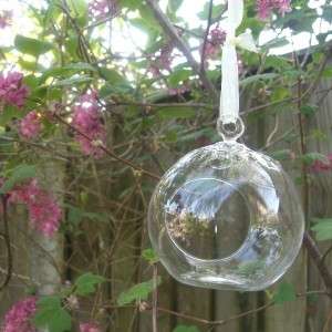 garden hanging tea light 5 Glass Orb ball Candle Holder or Vase 