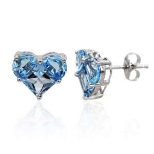   Effy 14K White Gold Heart Shape Blue Topaz Earrings 4.75Tw Jewelry