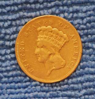 1857 INDIAN PRINCESS Head $3 US Gold Coin,5+ grams,Rare, $3.00, 3 