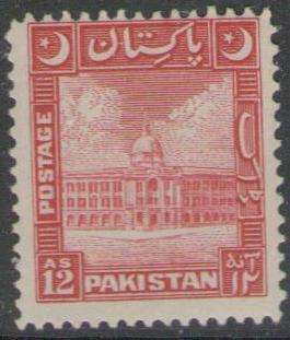 PAKISTAN SG51 1949 12a SCARLET REDRAWN MTD MINT  