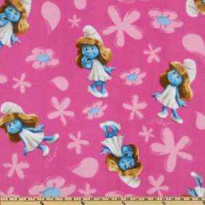   Wide Smurfette Fleece Pink Fabric By The Yard Arts, Crafts & Sewing