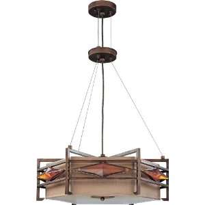  Nuvo Gable ES   3 Light Pendant w/ Golden Bronze Fabric Shade 