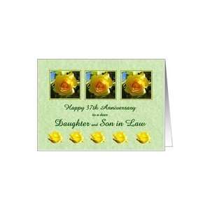   37th Anniversary Daughter and Son in Law   Yellow Rose Flowers Card