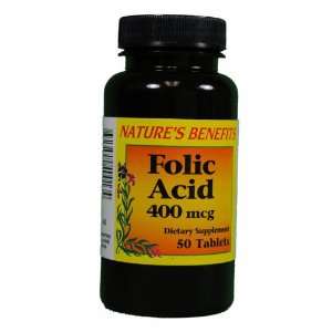  Folic Acid 400 mcg Dietary Supplement 50 Tablets