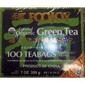 Foojoy Certified Organic Green Tea 100 Tea Bags 7 oz. (Pack of 1 