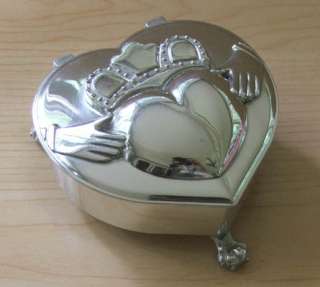 Irish Claddagh Music Jewelry Box Made in Ireland by Mullingar Pewter 