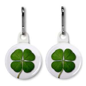   DAY Green 4 Leaf Clover 2 Pack of 1 inch White Zipper Pull Charms