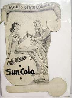 1940s Sun Cola Bottle Display Original Art Mock Up  